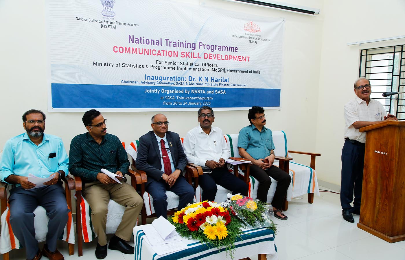 National level training for Senior Statistical Officers held at SASA, jointly organised by NSSTA and SASA. Special address by Sri. P C Mohanan ISS, ADG Rtd & Chairman of Kerala State Statistical Commission.