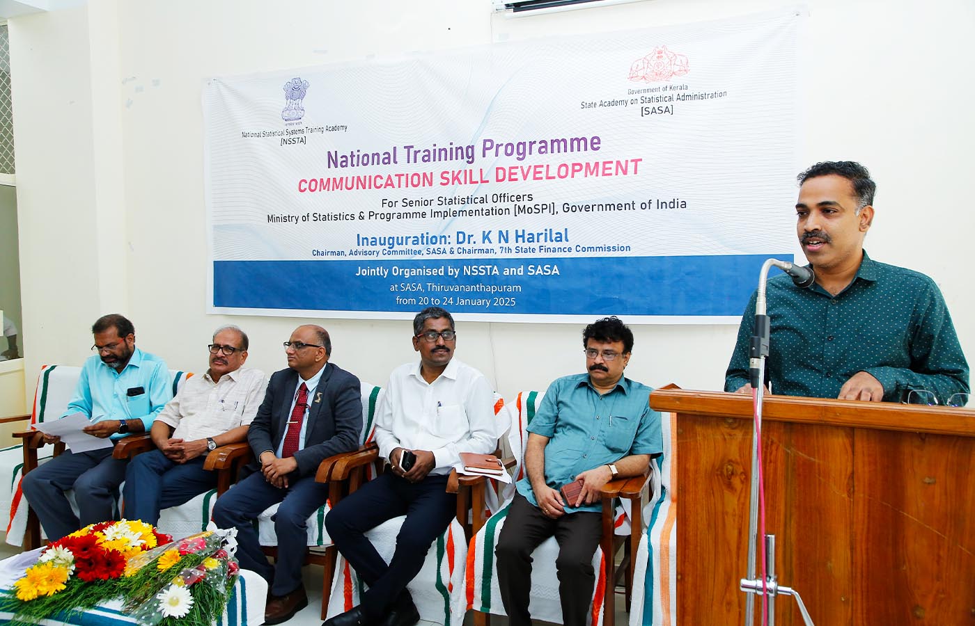 National level training for Senior Statistical Officers held at SASA, jointly organised by NSSTA and SASA. Felicitation by Sri. Vibeesh E M, DDG NSO FOD RO Kerala