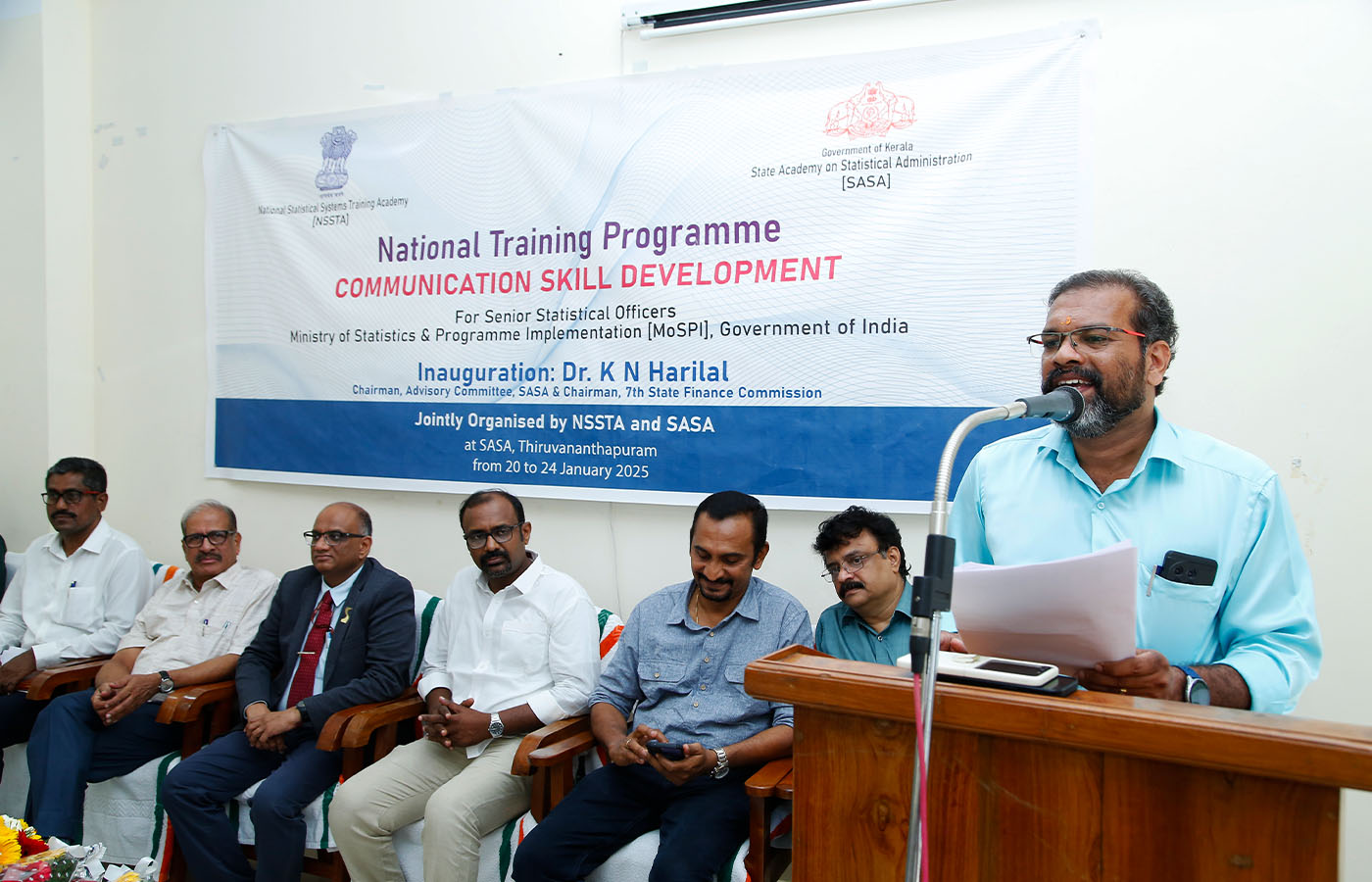 National level training for Senior Statistical Officers held at SASA, jointly organised by NSSTA and SASA. Vote of Thanks by Sri. D S Shibukumar, Training Manager SASA & Deputy Director DES