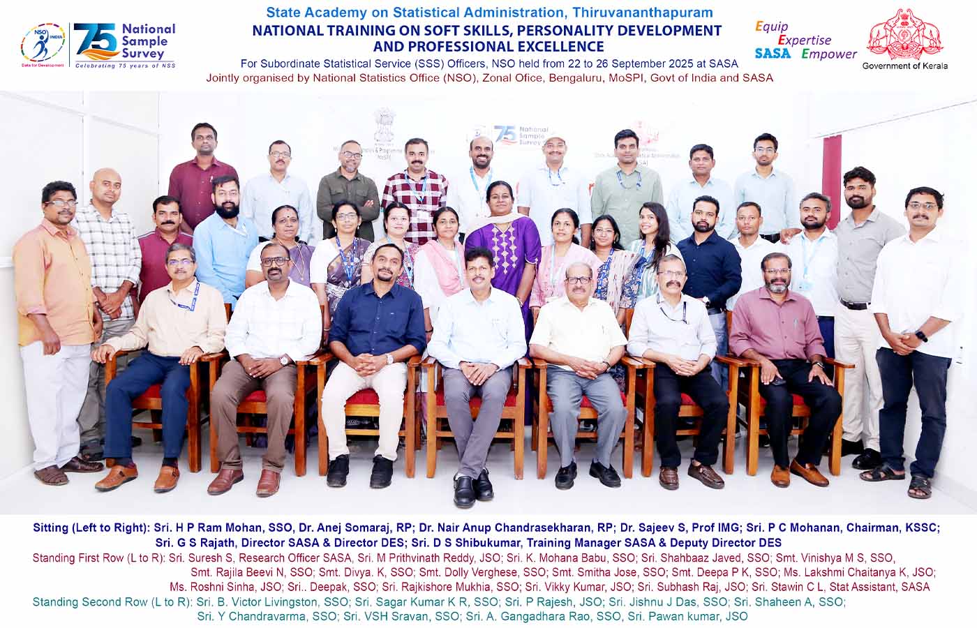 Training Programme on Soft Skills for Subordinate Statistical Service Officers held at SASA from 22 to 26 Sept 2025