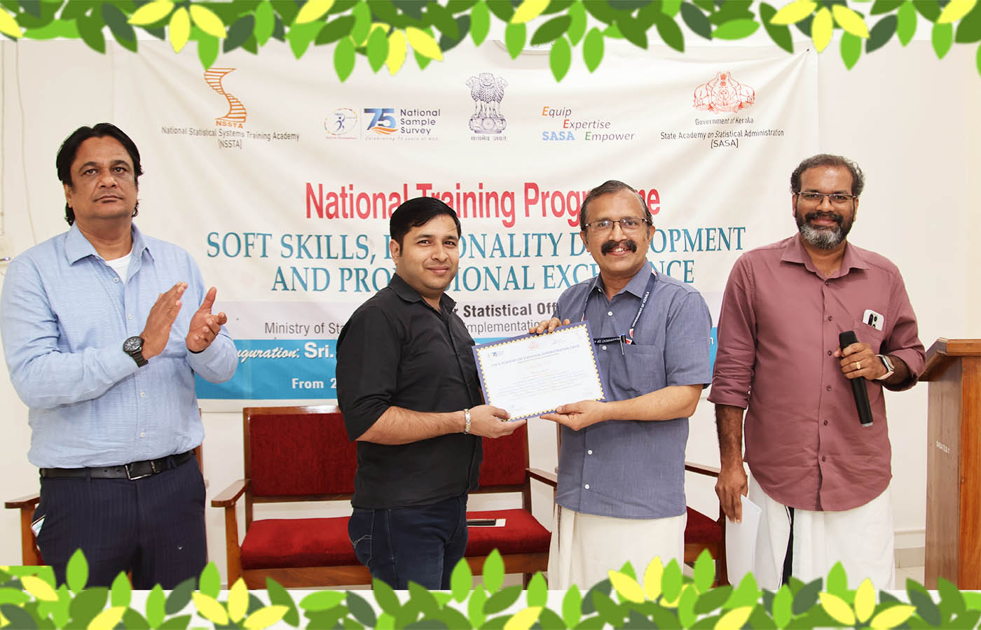 Presenting the certificate toSri. Ankit Goel, Junior Statistical Officer, Training Unit, MoSPI (HQ), K.L. Bhawan, New Delhi