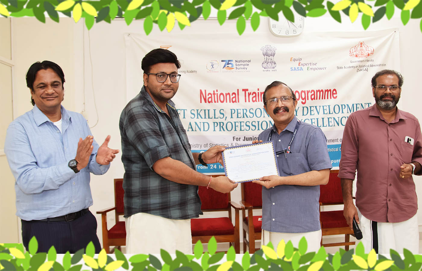 Presenting the certificate to Sri. Rakesh Kumar Dhakar, Junior Statistical Officer, Establishment XIV Section, CWC, Delhi