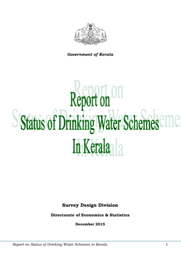Report on Status of Drinking Water Schemes in Kerala