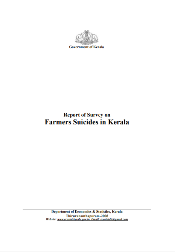 Report of Survey on Farmers Suicides in Kerala